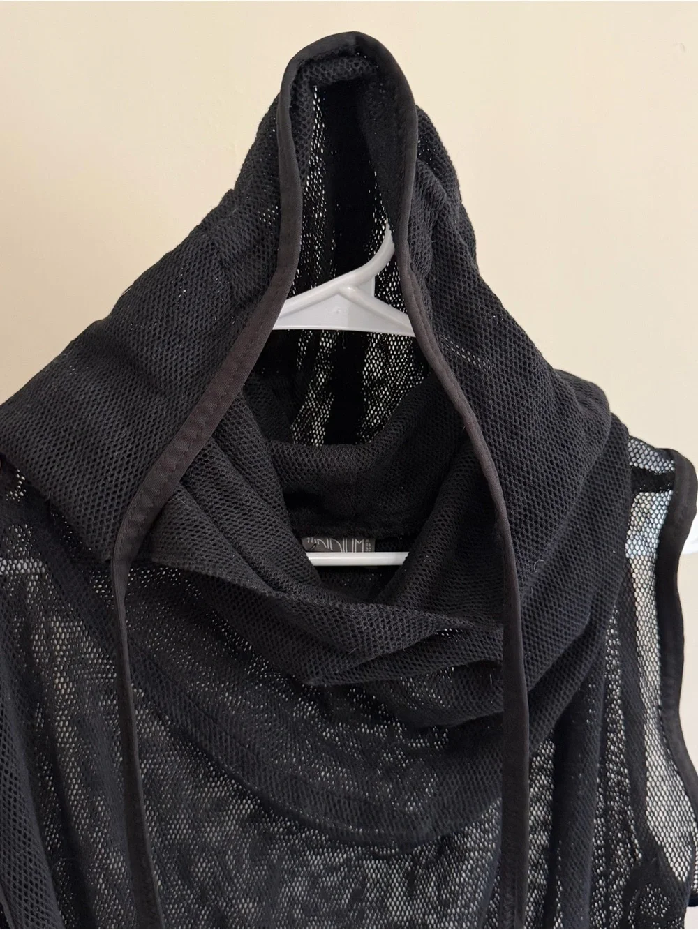 Black Mesh Swim Coverup with Hooded Tunic